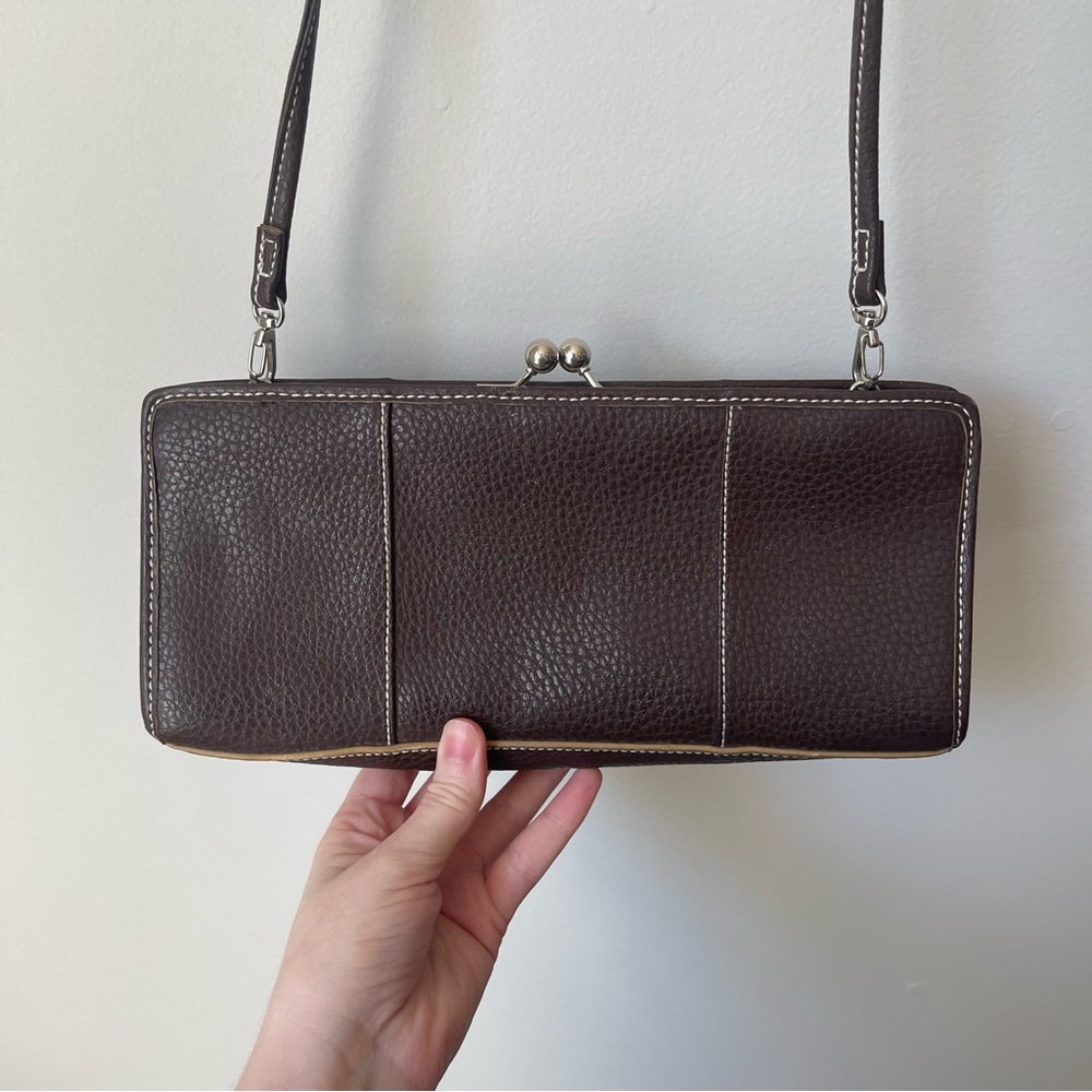 VTG 90s Tommy Hilfiger pebbled Leather brown clutch bag